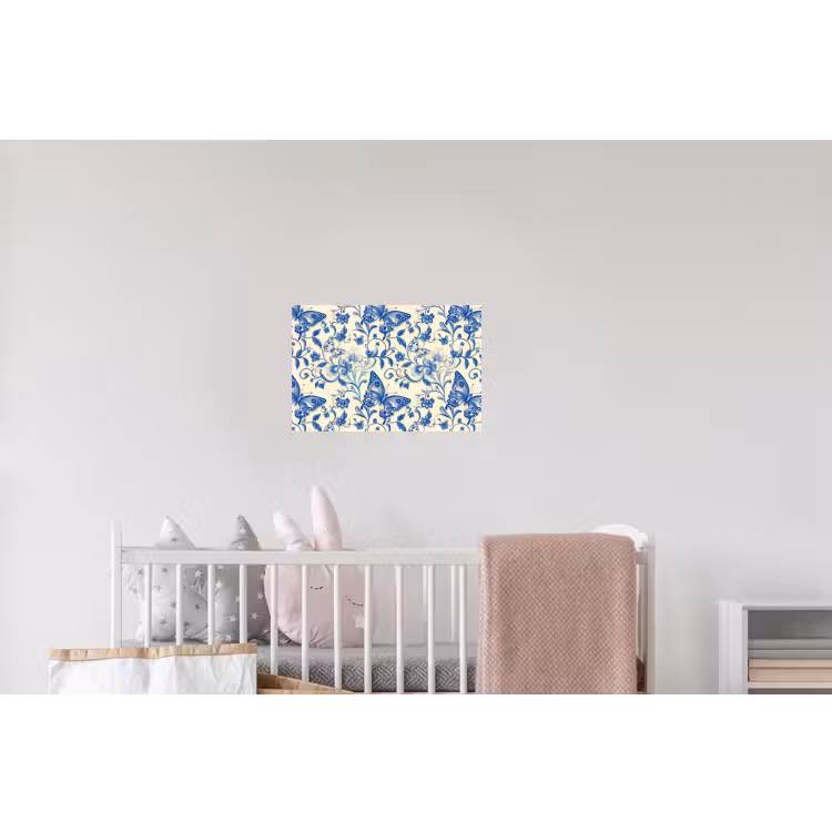 Vlinders - Bloemen - Blauw - Botanisch Muursticker klein 286 -kinderkamer