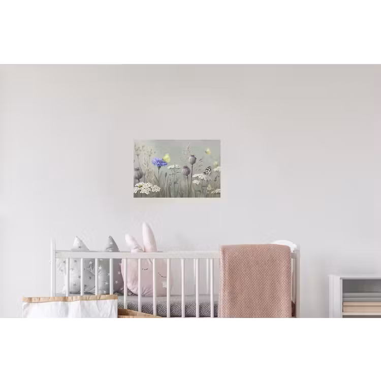 Vlinders - Wildbloemen - Illustratie - Kleurrijk Muursticker klein -kinderkamer