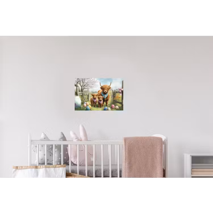 Schotsehooglanders - Paaseieren - Lente Muursticker klein -kinderkamer
