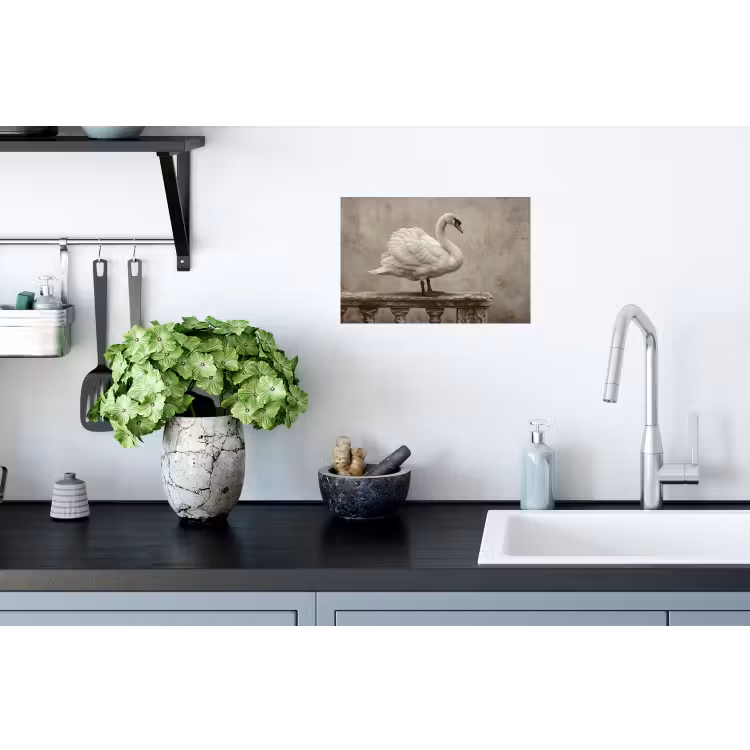 Zwaan - Elegant - Dieren - Wit Muursticker klein -keuken