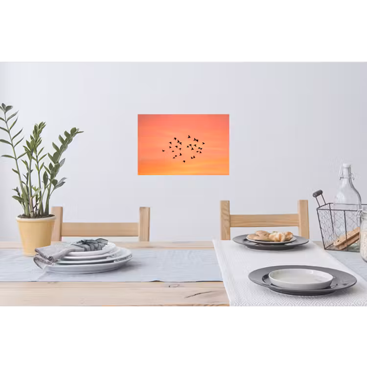 Zwerm - Vogels - Oranje Muursticker klein -eettafel