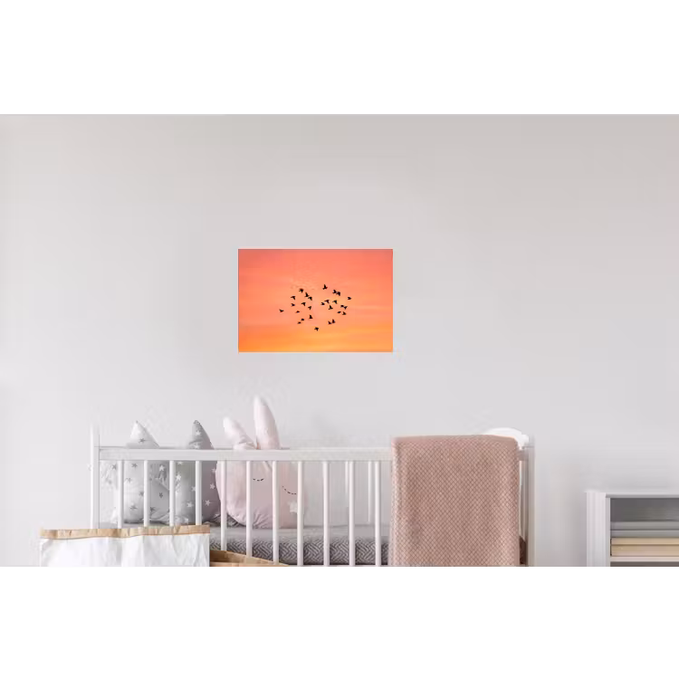 Zwerm - Vogels - Oranje Muursticker klein -kinderkamer
