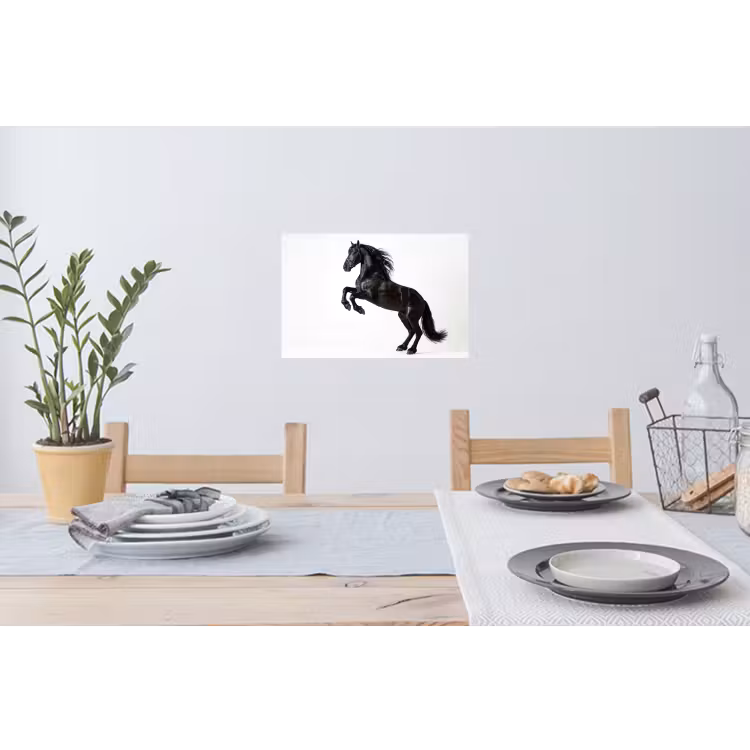 Zwart - Paard - Portret Muursticker klein -eettafel