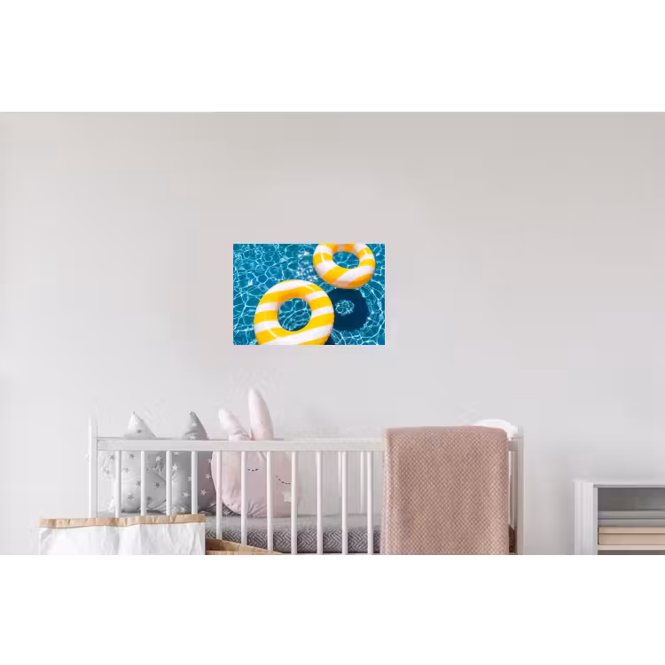 Zwembad - Zwembanden - Zomer - Geel - Blauw Muursticker klein -kinderkamer