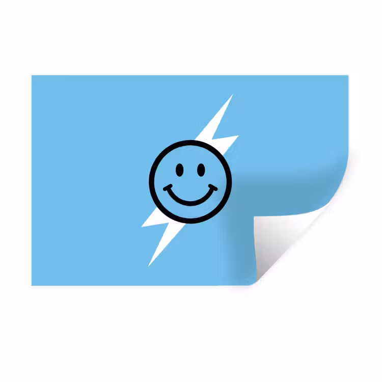 Smiley - Blauw - Bliksem Muursticker klein -3d