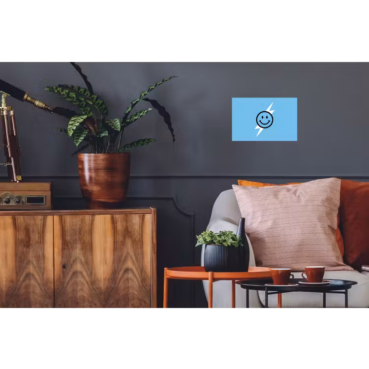 Smiley - Blauw - Bliksem Muursticker klein -kamerbank