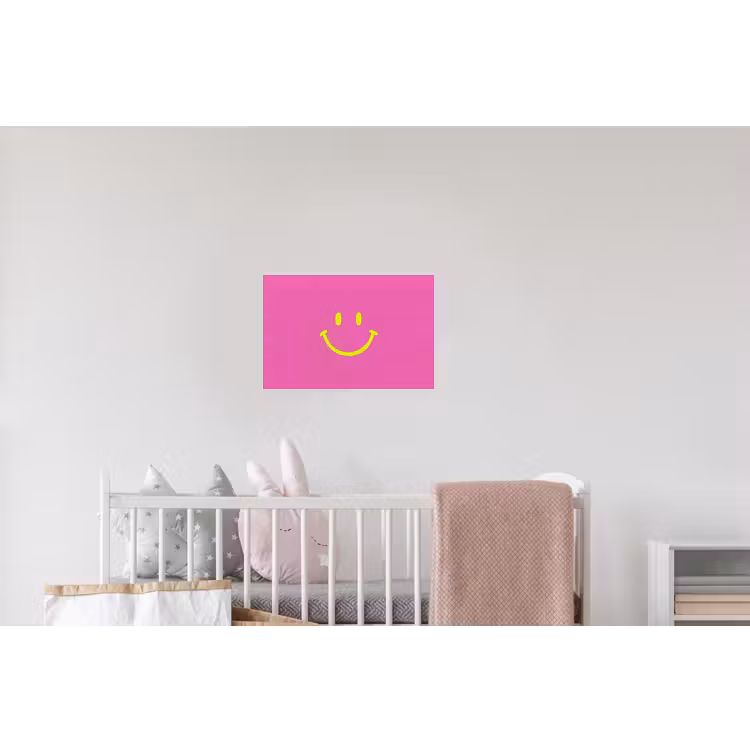 Smiley - Vrolijk - Roze Muursticker klein -kinderkamer