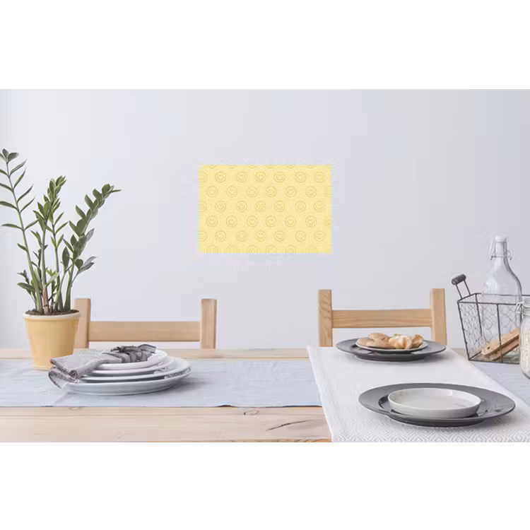 Smileys - Patroon - Retro - Zachtgeel Muursticker klein 286 -eettafel