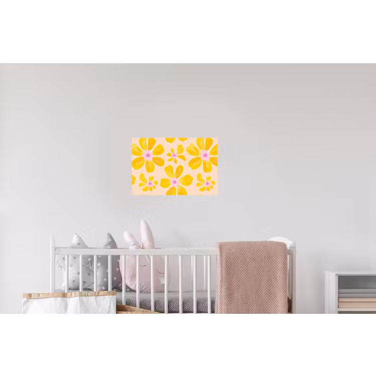 Zomers - Bloemen - Geel Muursticker klein 286 -kinderkamer