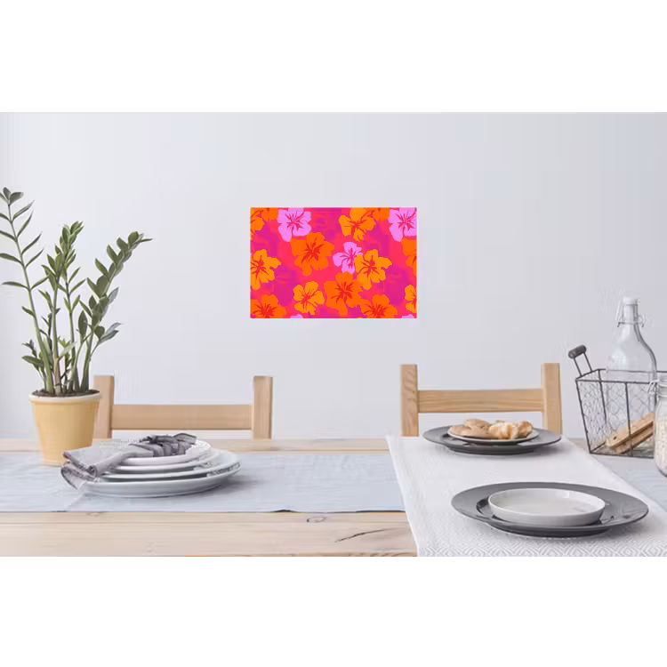 Zomers - Hibiscus - Kleurrijk Muursticker klein 286 -eettafel