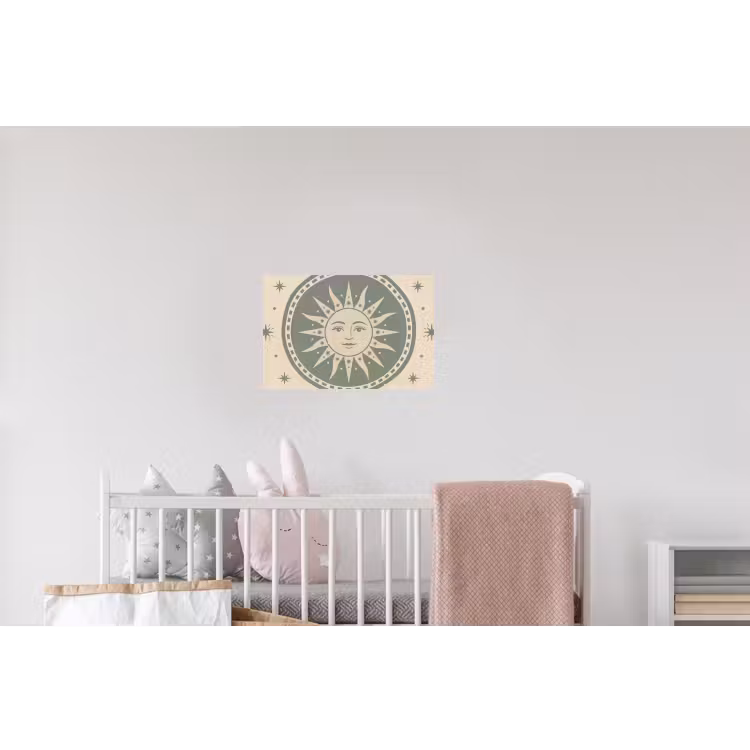 Zon - Sterren - Astrologie - Vintage - Groen Muursticker klein -kinderkamer