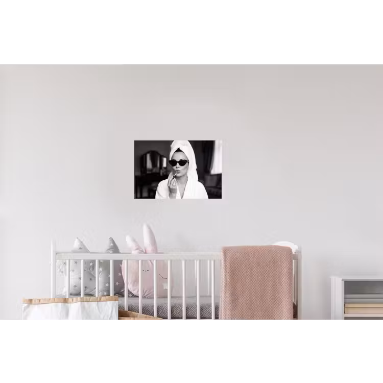 Zonnebril - Vrouw - Zwart - Wit Muursticker klein -kinderkamer
