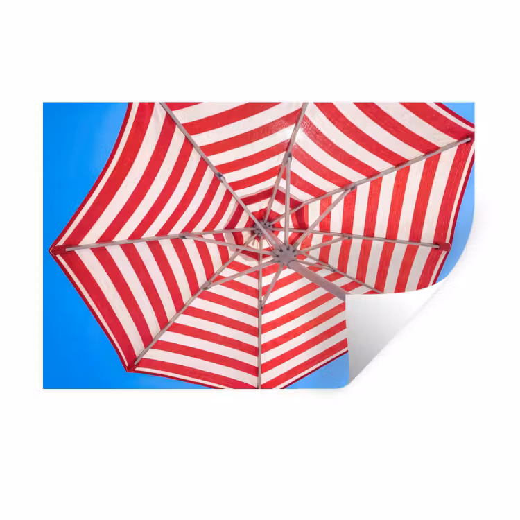 Parasol - Strepen - Zomer - Rood - Blauw Muursticker klein -3d