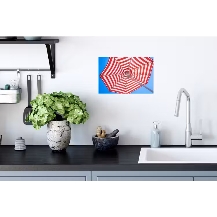 Parasol - Strepen - Zomer - Rood - Blauw Muursticker klein -keuken
