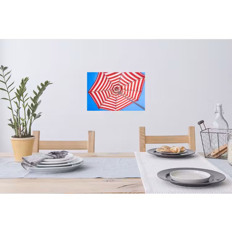 Parasol - Strepen - Zomer - Rood - Blauw Muursticker klein -eettafel