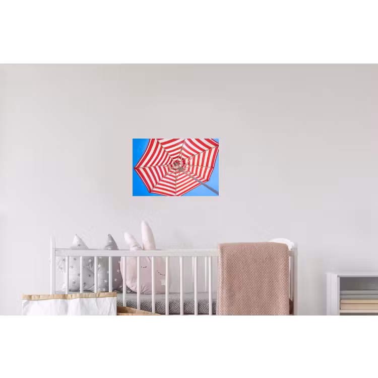 Parasol - Strepen - Zomer - Rood - Blauw Muursticker klein -kinderkamer
