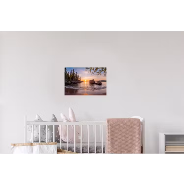 Zonsondergang - Kust - Water - Natuur - Oranje Muursticker klein -kinderkamer