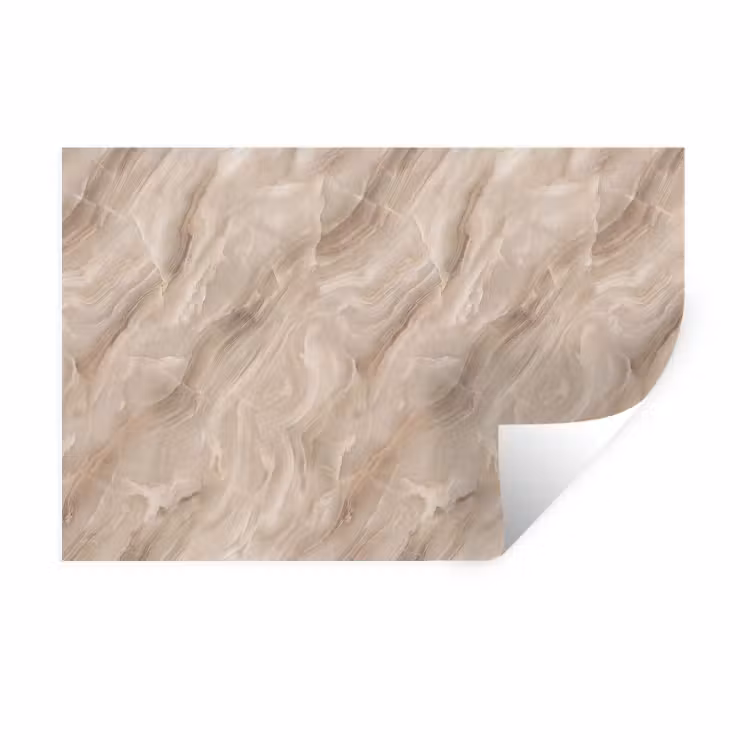 Steen - Golvend - Abstract - Beige Muursticker klein -3d