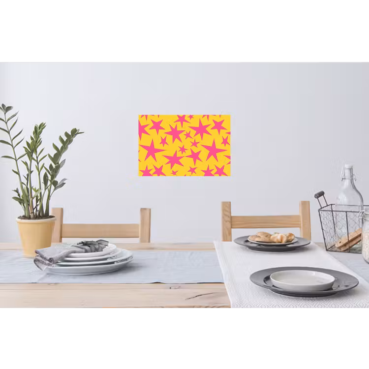 Sterren - Patroon - Roze - Geel Muursticker klein 286 -eettafel