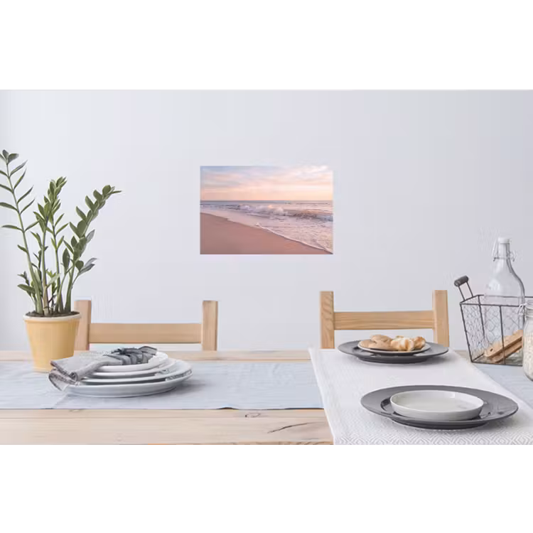 Strand - Zee - Golven - Natuur - Zonsondergang Muursticker klein -eettafel