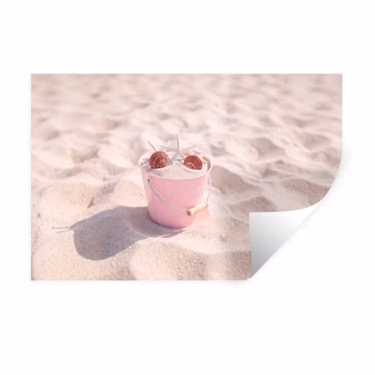 Strand - Schelpen - Zomer - Roze - Decoratie Muursticker klein -3d