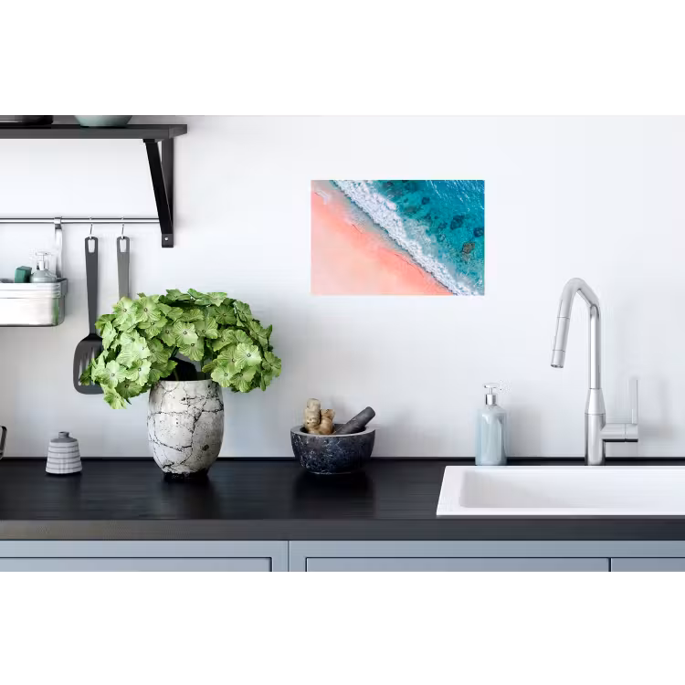 Strand - Oceaan - Golven - Roze Zand - Natuur Muursticker klein -keuken