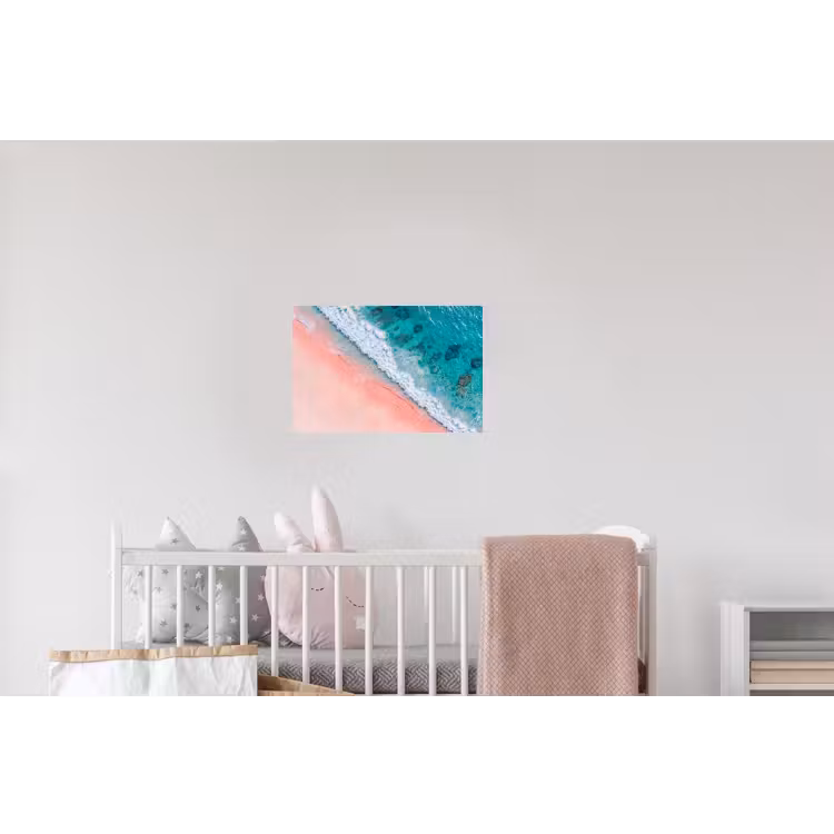 Strand - Oceaan - Golven - Roze Zand - Natuur Muursticker klein -kinderkamer