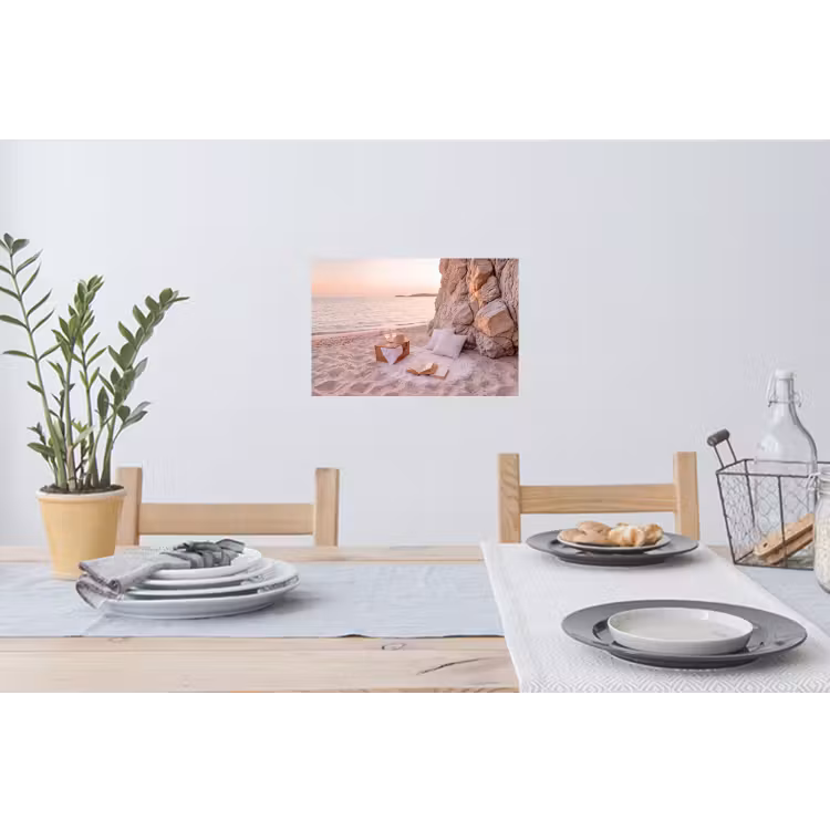 Strand - Picknick - Zonsondergang - Zomer - Natuur Muursticker klein -eettafel