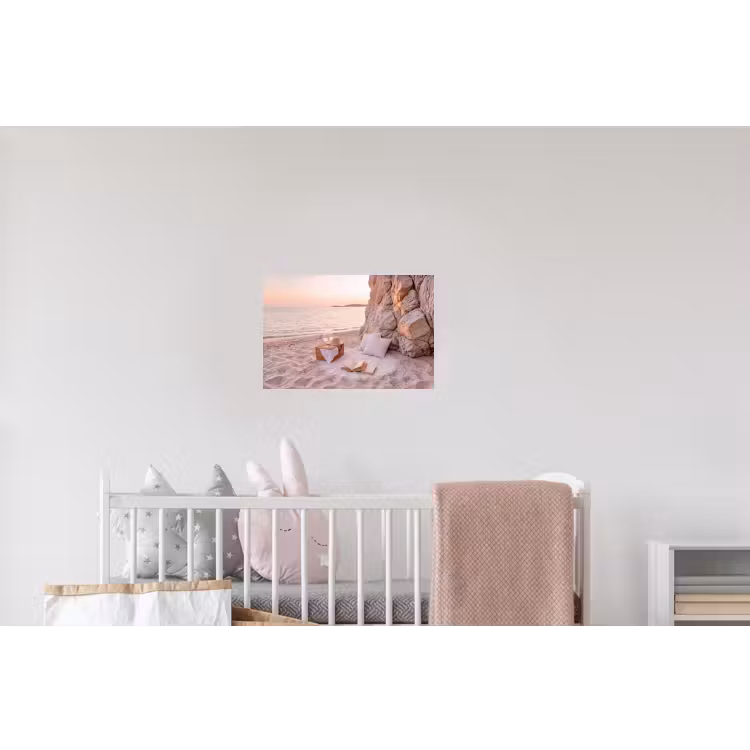 Strand - Picknick - Zonsondergang - Zomer - Natuur Muursticker klein -kinderkamer