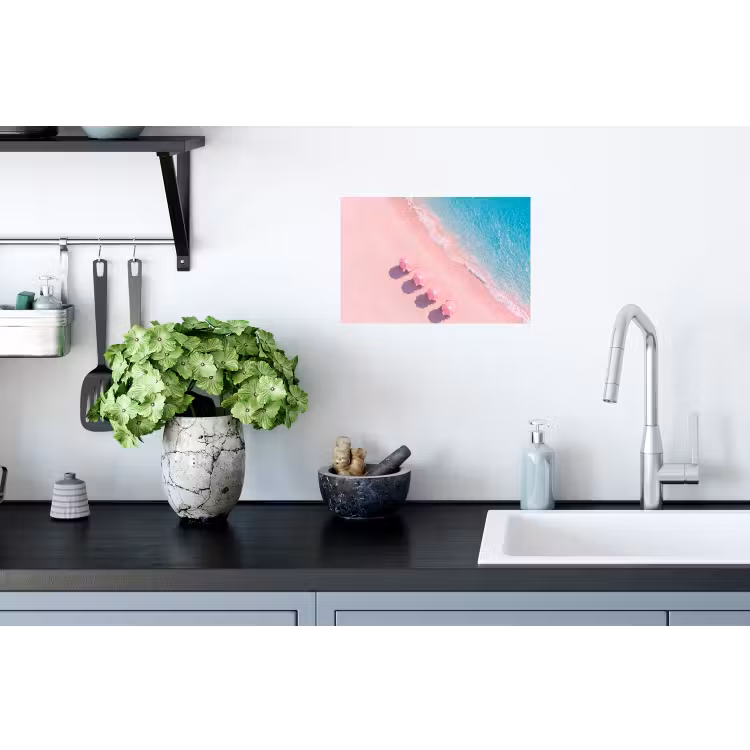 Strand - Roze zand - Zee - Zomer - Natuur Muursticker klein -keuken