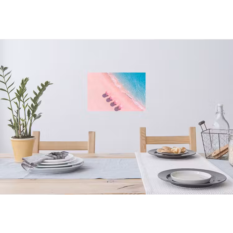 Strand - Roze zand - Zee - Zomer - Natuur Muursticker klein -eettafel