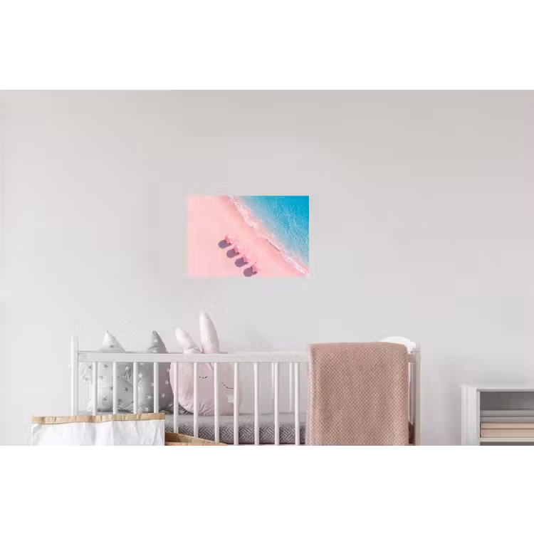 Strand - Roze zand - Zee - Zomer - Natuur Muursticker klein -kinderkamer