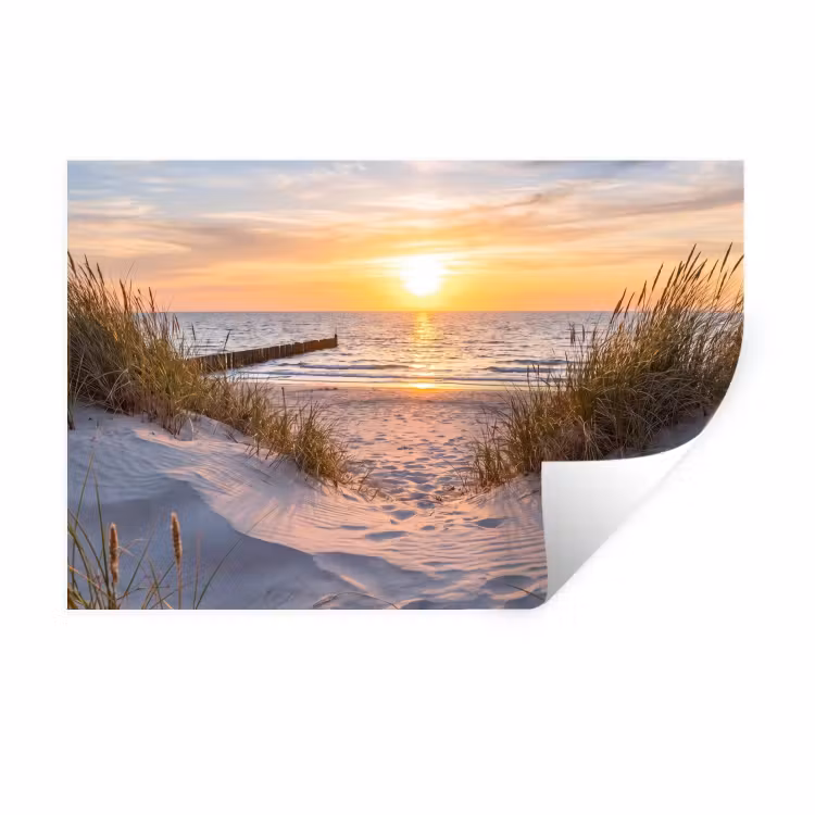 Strand - Zonsondergang - Natuur - Landschap Muursticker klein -3d