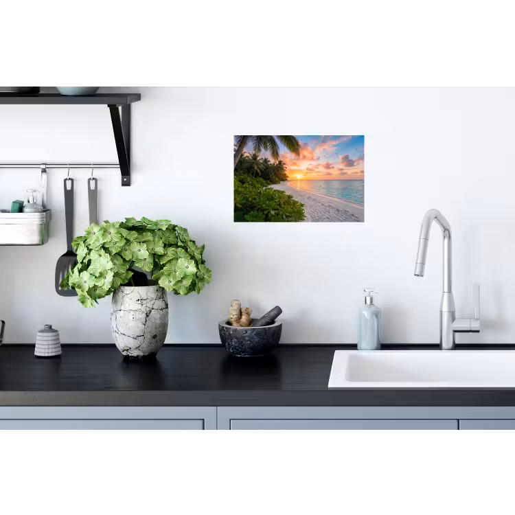 Strand - Zonsondergang - Palmbomen - Tropisch - Natuur Muursticker klein -keuken