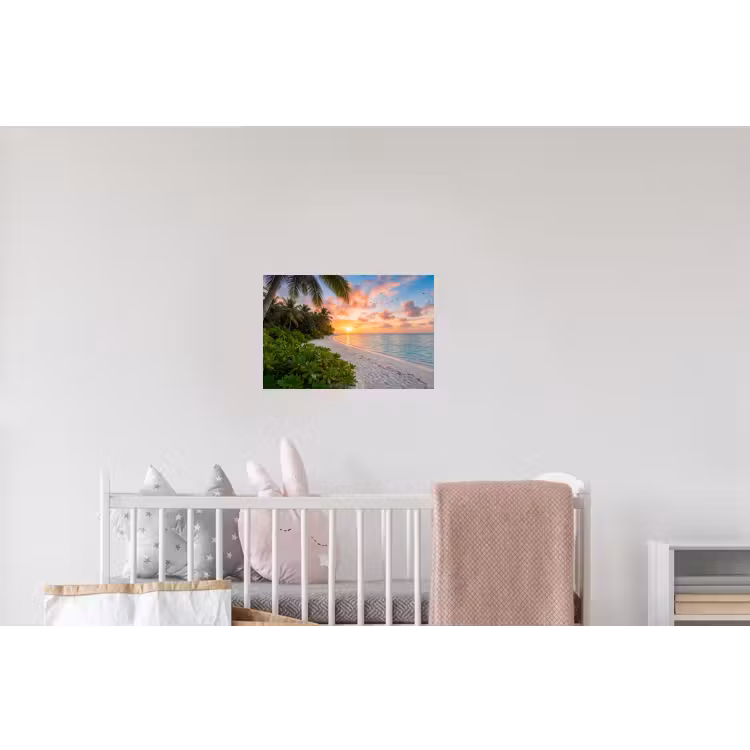 Strand - Zonsondergang - Palmbomen - Tropisch - Natuur Muursticker klein -kinderkamer