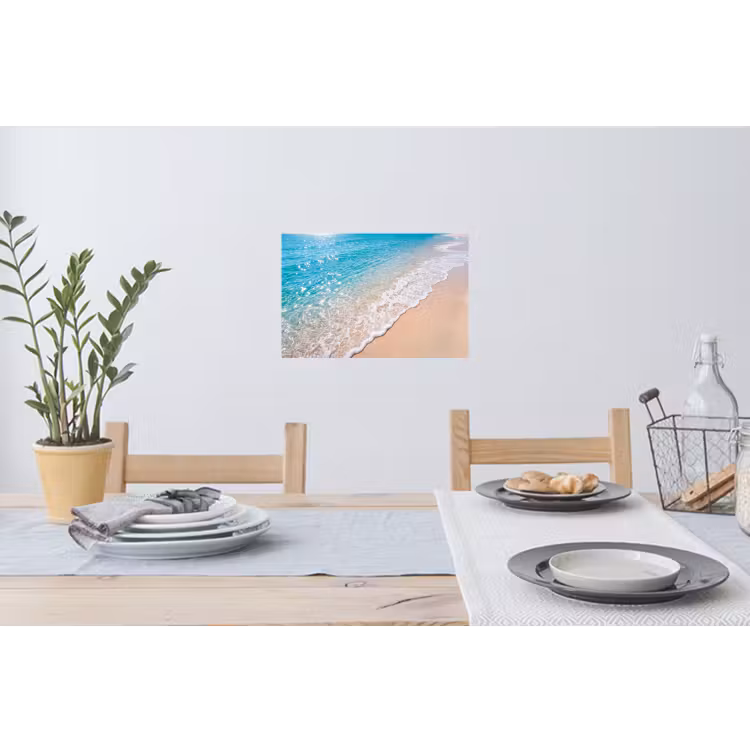 Strand - Water - Natuur - Blauw - Beige Muursticker klein -eettafel