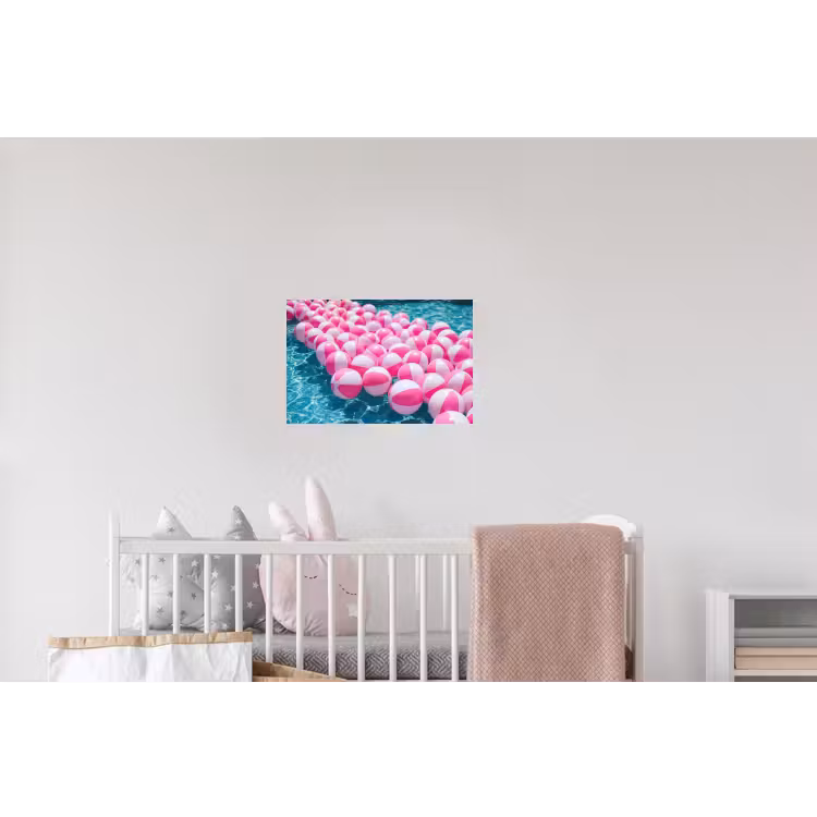 Strandballen - Roze - Water Muursticker klein -kinderkamer