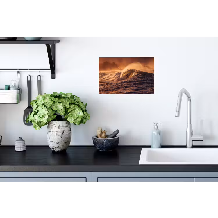 Surfer - Golf - Oceaan - Sport - Oranje Muursticker klein -keuken