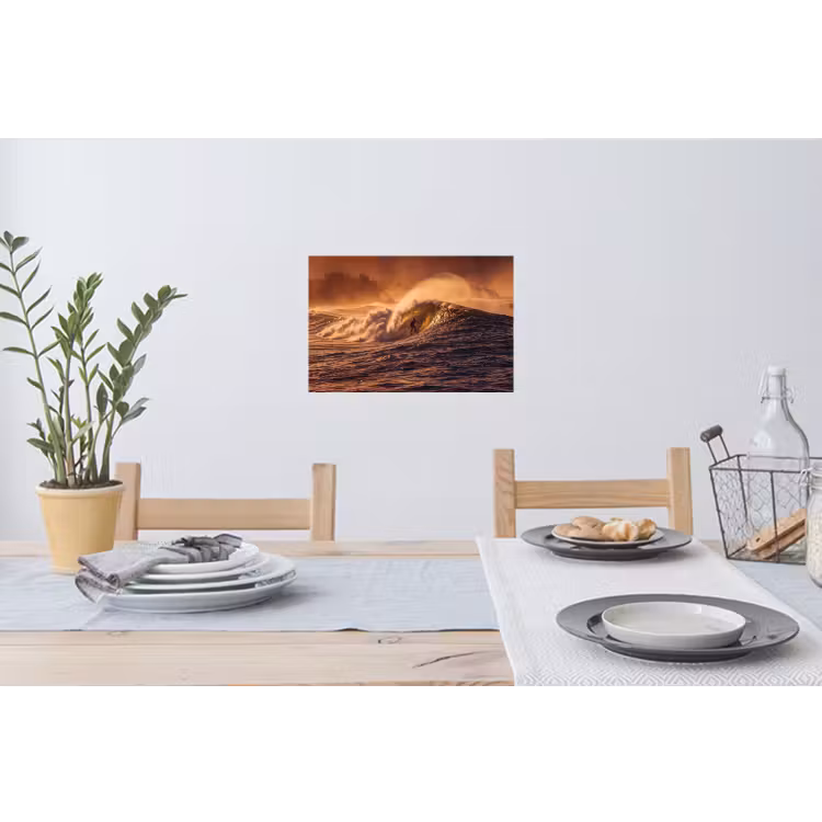 Surfer - Golf - Oceaan - Sport - Oranje Muursticker klein -eettafel