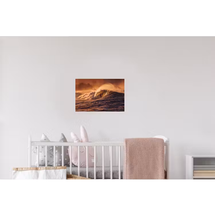 Surfer - Golf - Oceaan - Sport - Oranje Muursticker klein -kinderkamer