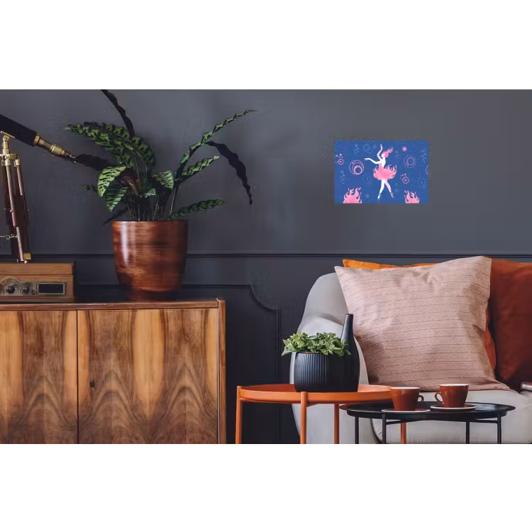 Danseres - Vlammenrok - Abstract - Roze - Blauw Muursticker klein -kamerbank