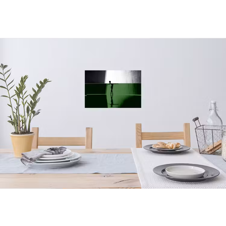 Danser - Silhouette - Kunst - Modern - Zwart-wit Muursticker klein -eettafel