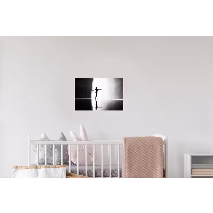 Danser - Silhouette - Kunst - Modern - Zwart-wit Muursticker klein -kinderkamer