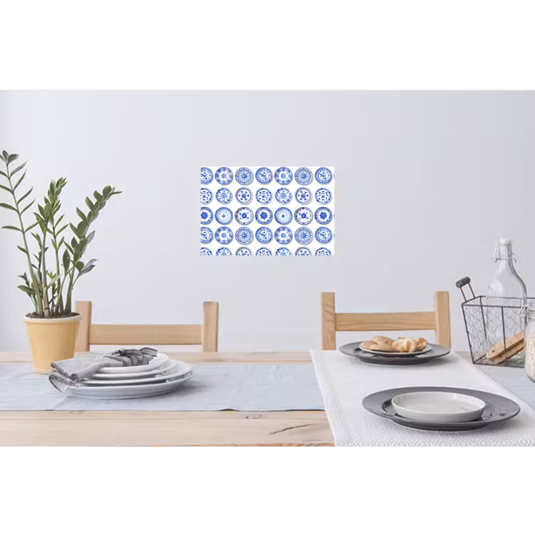 Borden - Bloemen - Patroon - Blauw Muursticker klein 286 -eettafel