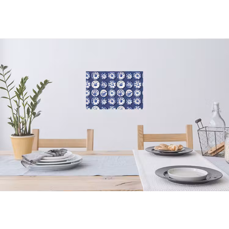 Borden - Floraal - Blauw Muursticker klein 286 -eettafel