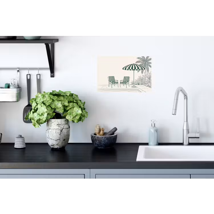 Terras - Illustratie - Groen Muursticker klein -keuken