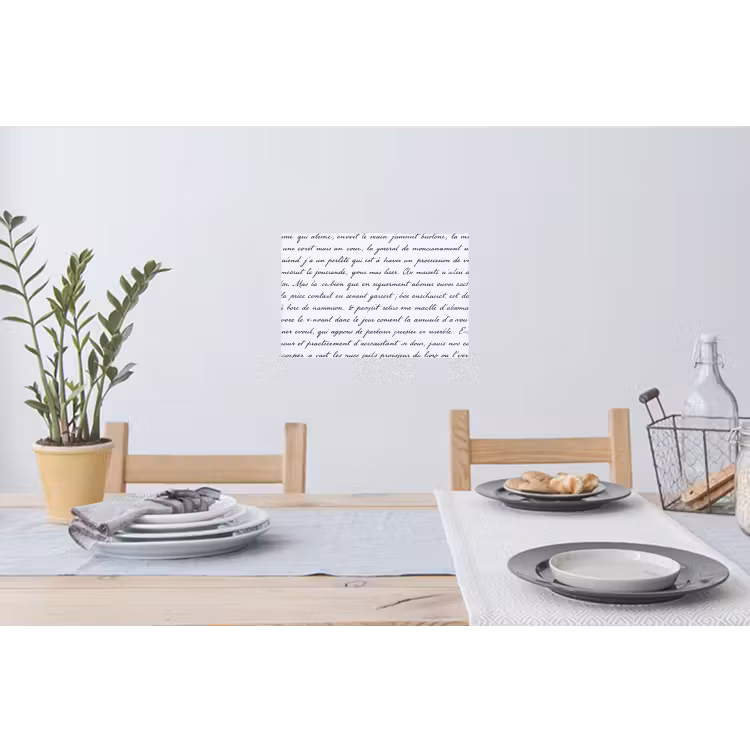 Tekst - Handschrift - Klassiek - ZwartWit Muursticker klein -eettafel