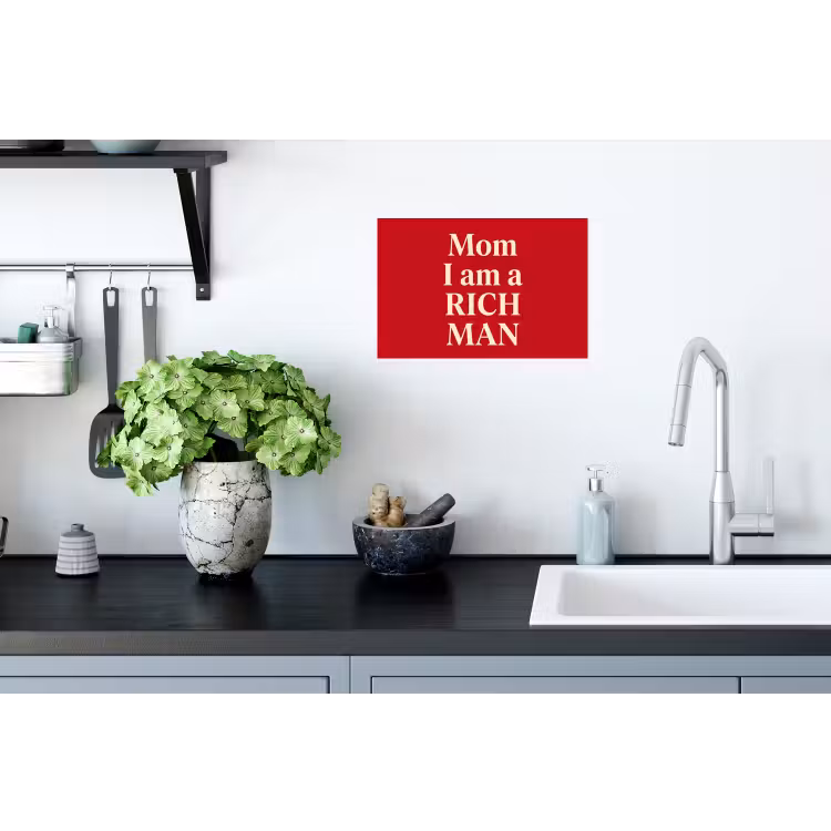 Tekst - Rijkdom - Motivatie - Rood - Modern Muursticker klein -keuken