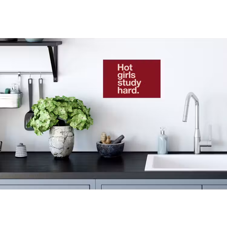Tekst - Studie - Motivatie - Modern - Rood Muursticker klein -keuken