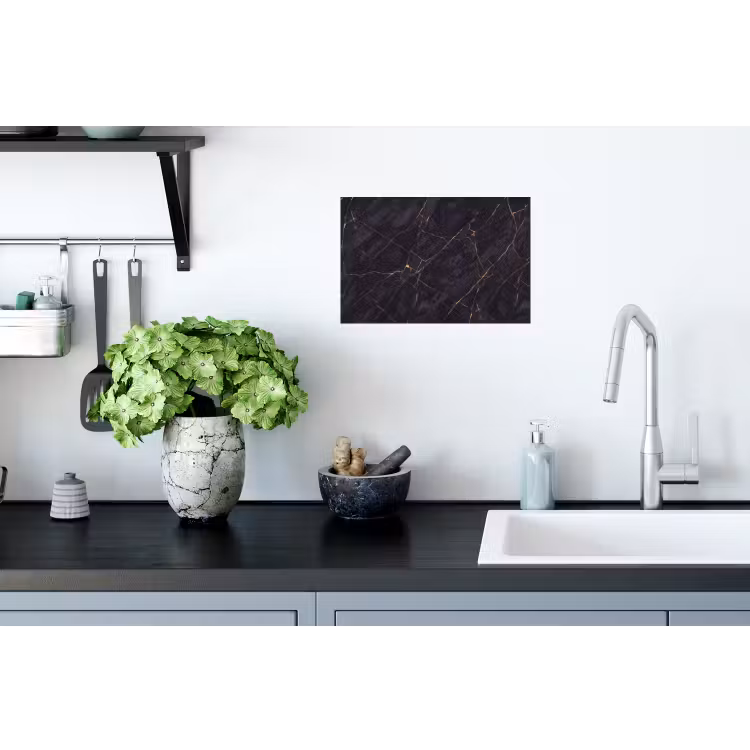 Textuur - Gouden lijnen - Abstract - Modern - Zwart Muursticker klein -keuken